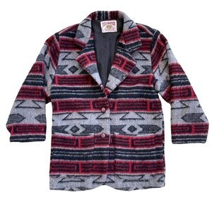 Red Mountain Native Blanket Pattern Western Wool Jacket